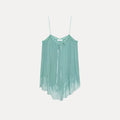 Women's round Neck Asymmetric Lace Crop Top Summer Casual Wear Fit Outerwear