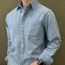 Denim Shirt Long Sleeve Shirt Retro Shirt British Versatile Casual Shirt