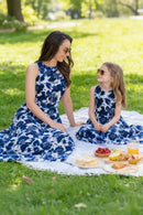 Holiday Dress for Women Girls Matching Clothes Mother daughter Tank Long Dress Floral Dresses