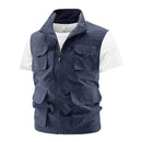 Male Casual Vest Waistcoat Men Outdoor Cargo Breathable Vest Men Pocket Vest Coat