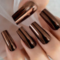 Metallic rose gold nails on a neutral background, Obroi