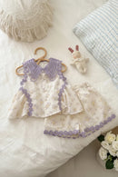 Girls' Floral Lace Two-piece Set Summer Top Shorts Set for Little Girls