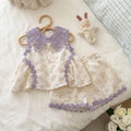Girls' Floral Lace Two-piece Set Summer Top Shorts Set for Little Girls