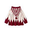 Girl's Christmas and New Year Red Jacquard Embroidered Sweater Hooded Knitted Sweater
