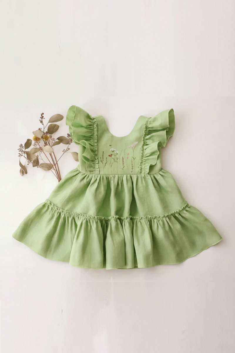 Baby Girl Princess Cotton Linen Embroidery Floral Dress Infant Toddler Baby Girl Princess Cotton Linen Embroidery Floral Dress Infant Toddler