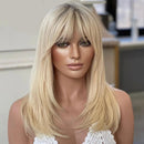 Ombre Blonde Bob Straight Human Hair Wigs With Bangs Transparent 13x6 HD Lace Frontal Wig 16inches 13x4 Short Wig