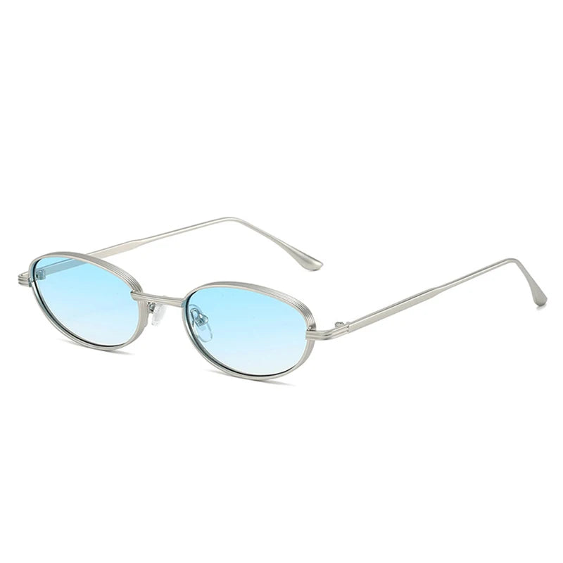 Vintage Oval Metal Sunglasses Shades Gradient Shades UV400 Punk Sun Glasses