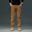 Men's Casual Pants Stretch Cotton Regular Straight Pockets Designer Trousers