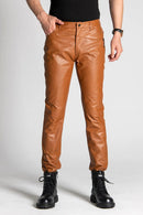Men's Autumn Genuine Leather Pants Tide Pencil Pants Male Business Casual Motorcycle Slim Trousers