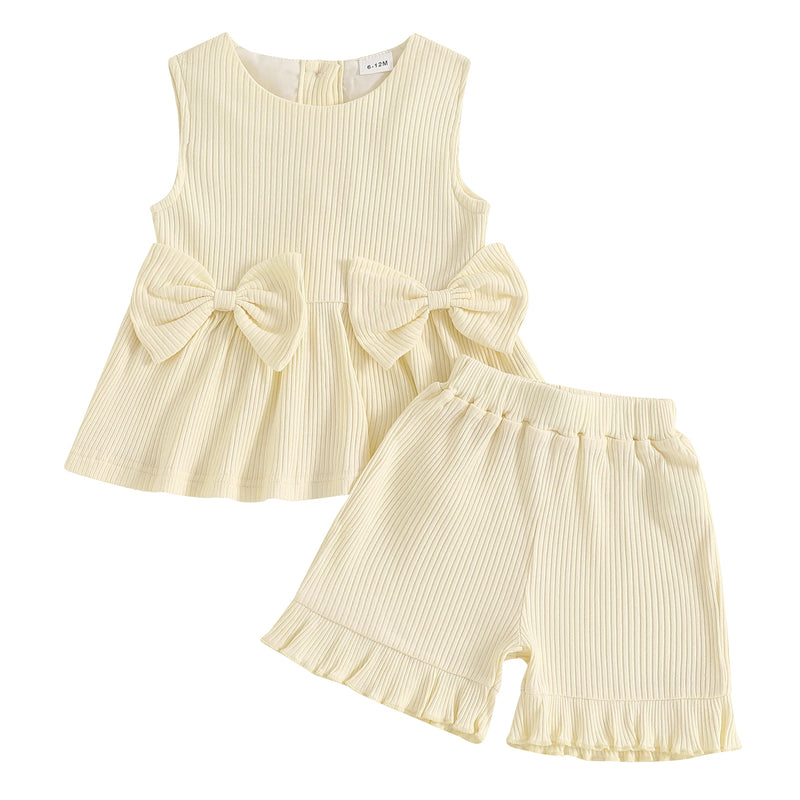 Summer Sleeveless Baby Girls Clothing Set Toddler Shorts Set Outfits Tank Top and Shorts Infant Suits