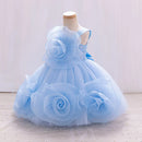 Light blue dress with floral details on a mannequin against a white background, Obroi