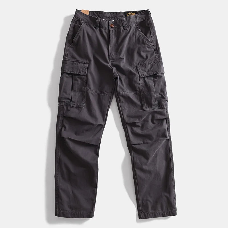 Pants Classic Straight Fit Relaxed Cargo Trousers for Men Multi-Pocket Outdoor Casual