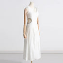 Hollow Pleated Long Dress for Women