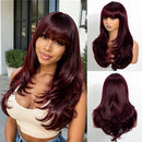 Burgundy Straight Bob Wig With Air Bangs Wigs For Women Daily Head Wig