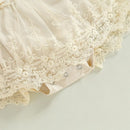 Princess Baby Girls Summer Rompers Dress Flower Elegant Jumpsuits Tulle Dress Headband Outfits