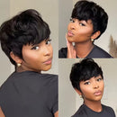Natural Look Short Pixie Cut Human Hair Wig Full Machine-Made Wig for Women For Women