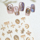 Gold Silver Stars Nail Stickers for Nail Decoation Decals Bronzing Stars Moon Totem DIY Supplies