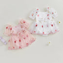 Toddler Christmas Romper Dress with Cute Reindeer Embroidery and Ruffle Sleeves for Holiday Festivities and Parties