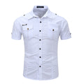 Summer Men Tactical Short Sleeve Shirt Outdoor Military Sports Cotton Shirt Men Casual Lapel Button Stitching Top