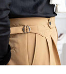 Naples Suit Shorts Men Smart Casual Waist Buckle Button Knee Length Pants Summer