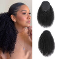 Woman with styled hair and two ponytail extensions on a white background, Obroi