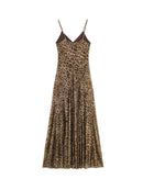 Ladies Summer Dress Women Leopard Sling Dress Party Suspender Sleeveless Dress