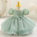 New beauty pageant dress for baby toddler girl puff sleeve birthday dress kids 0-4 years