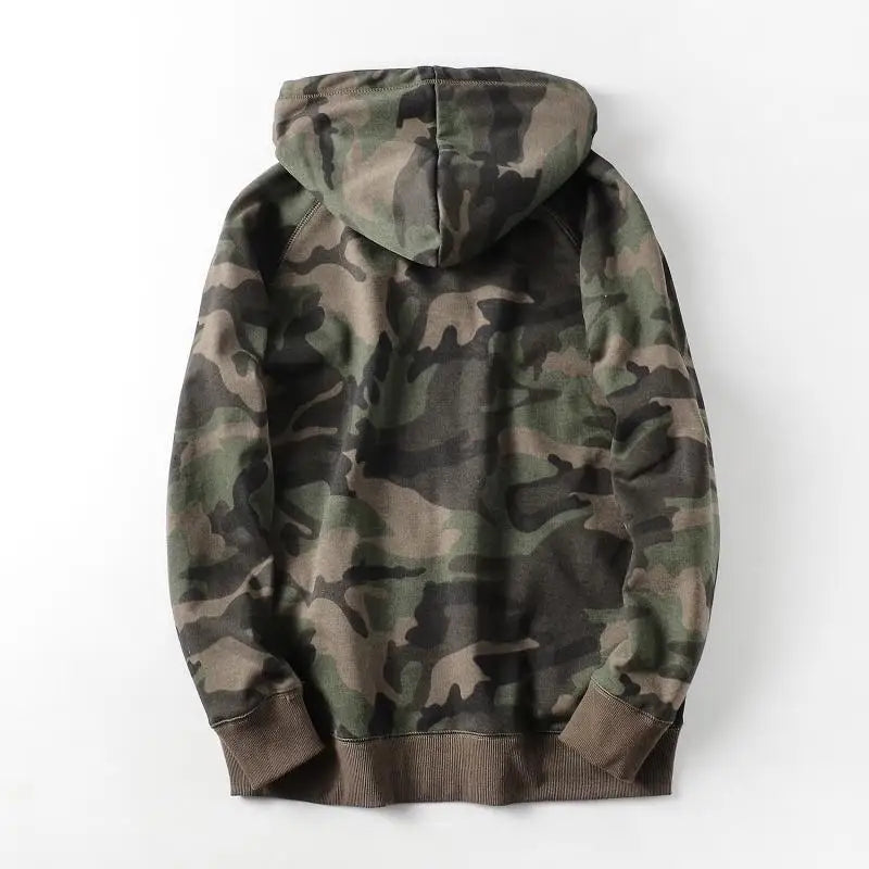 Spring Autumn Outdoor Zipper Cardigan Camouflage Hoodie Raglan Casual Coat Women