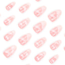 Pink Cloud Sweet Star Moon Acrylic Nails Press on Almond Wearable Nails Art Tips Fingernail Beauty