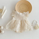 Summer Bodysuit Dress for Baby Girls 0-2Y Cute Embroidered Flowers Infant Onesie Toddler