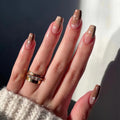 Waves Design Wearable Nail Art Glossy Fake Nails Short Ballet Finished False Nails Press on Nails with Glue