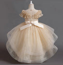 Spring and Summer Girl's Sequin Mesh Fluffy Skirt Sweet Cute Tail Dress for 3-12 Years
