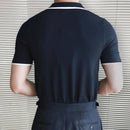 Summer Stripe Matching Knitted Polo Shirt Personalized Slim Small Sleeve Tshirt Knitted Top
