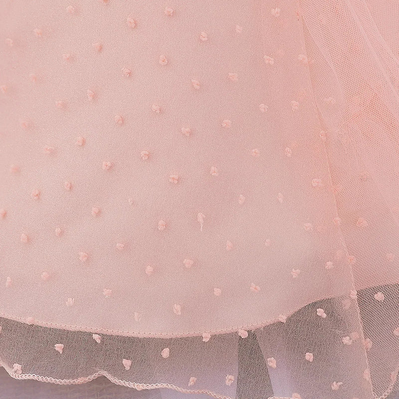 Baby Girl Dress Pink Christening Kids Birthday Clothes Party Princess Ball Gowns Newborn Baptism Wedding