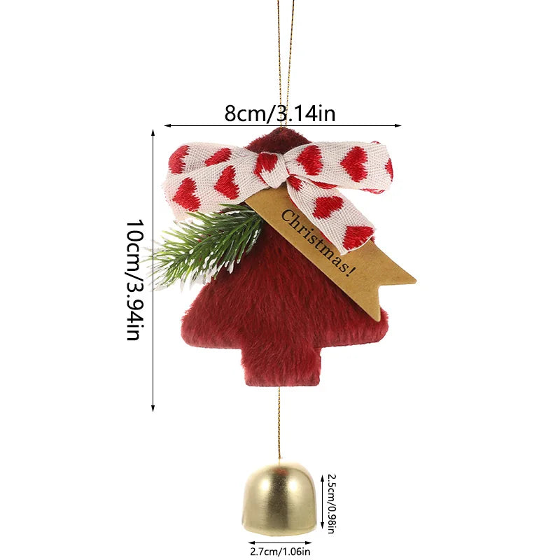 Plush Christmas Tree Bells Pendant Tree Hanging Ornament Merry Christmas Decorations