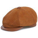 Genuine Leather Newsboy Caps For Men Real Suede Leather Irish Cabbie Driving Ivy Flat Hat