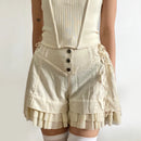 Mesh Tiered Ruffle Shorts Skirts Wide  Hot Pants Soft Girls Shorts