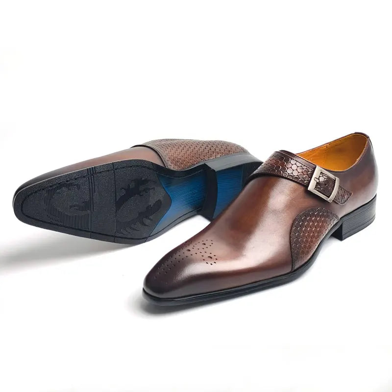 Luxury Men Leather Shoes Leisure Business Office Shoe Monk Dress Wedding Party Genuine Leather