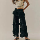 Women Lace Trim Bloomers Victorian Ruffle Pantaloons Cropped Bloomers Pants Lounge Pajama Bottoms