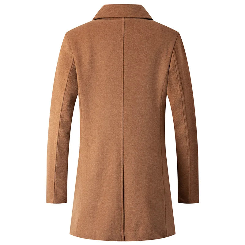 Double Breasted Coat Men Wool Jacket Long Lapel Trench Coats Male Winter Windbreak Men Clothing