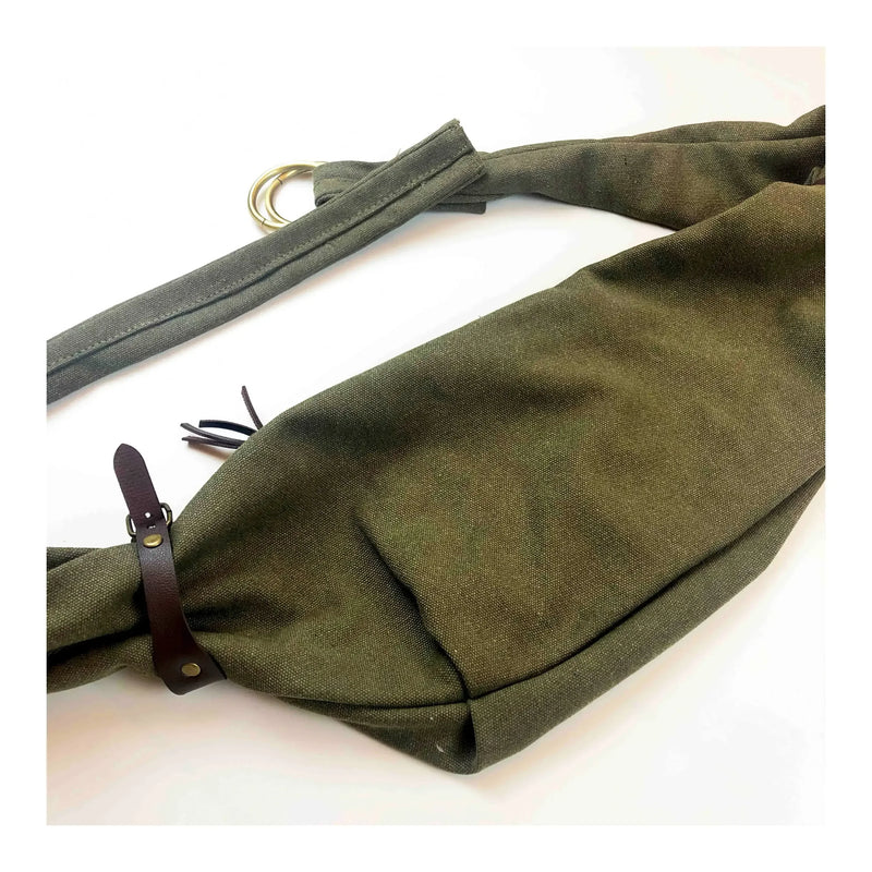 Bag Army Green Sun Tide Canvas Single Diagonal Span Leather