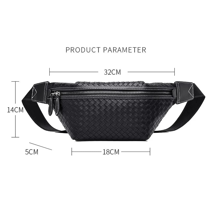 Designer Men's Waist Bags Weave Chest Pack Casual Fanny Pack Money Phone Bag Luxury Shoulder Belt Bag