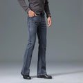 Autumn And Winter Men's Mid Waist Micro Flared Jeans Blue Gray Casual Pants