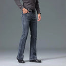 Autumn And Winter Men's Mid Waist Micro Flared Jeans Blue Gray Casual Pants