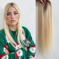 Straight Virgin European Hair Silk Base Topper Hair Piece Natural Hairline Skin Look Ombre Blonde with Clips for Women