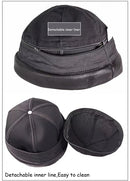 Retro Real Leather Hat Men Genuine Cap Male Brimless Warm Round Skullcap Winter Docker Sailor
