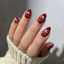 24pcs Cute Colorful False Nail Tips for Girl Rainbow Almond Fake Nails Full Cover Reusable Adhesive Nail