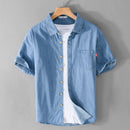 Summer short sleeved men's denim shirt versatile denim
