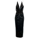 Spring Summer Women Style Dark Goth Halter Neck Slimming Maxi Dress