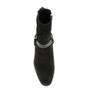 Black ankle boot with chain detail on a white background, Obroi